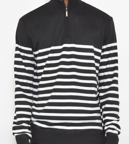 QUARTER ZIP STRIPE POLLUVER