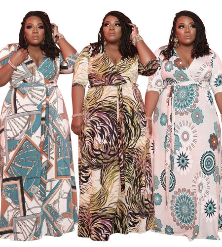 New Printing Tight Fashion Casual Long Dress 