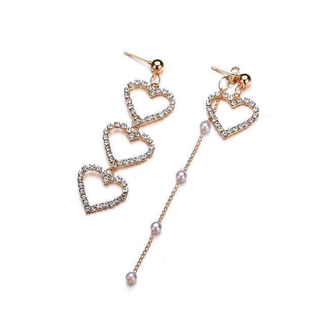 Crystal Love Heart Dangle Earrings