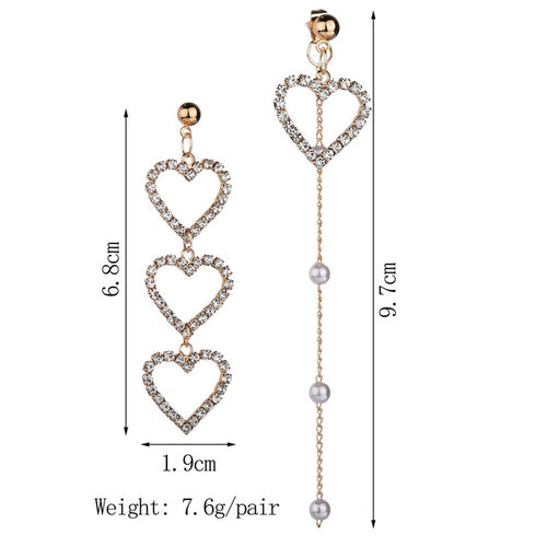 Load image into Gallery viewer, Crystal Love Heart Dangle Earrings
